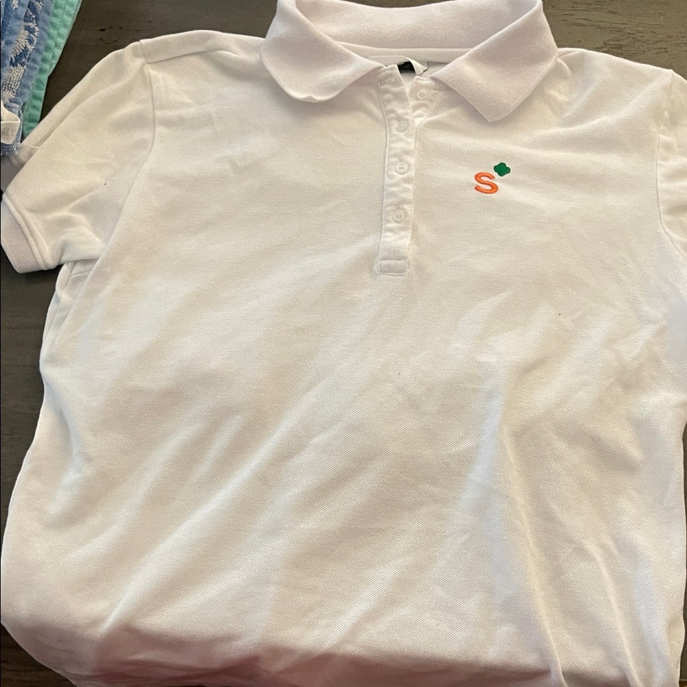 Girl Scout Uniform Senior Scout White Kids Polo Shirt size Large